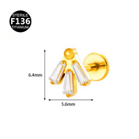 Piercing Labret F136 en Titane pour Cartilage, à Filetage Interne, avec Cristal Planète et Nœud, Anneaux de Piercing Tendance, Bijoux Corporels