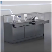 Vitrine en verre gris foncé minimaliste, fabrication sur mesure par un partenaire du Top 500, conception complète de magasin pour boutique de bijoux numériques (ODM/OEM)