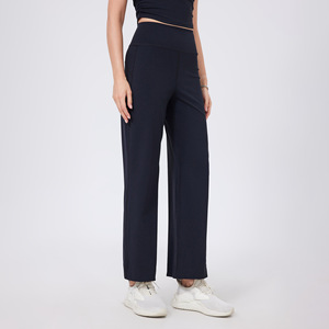 Pantalones de yoga de cintura alta y pierna ancha para mujer al por mayor con bolsillo trasero, efecto levantacola, pantalones rectos para gimnasio, pilates y deportes casuales - Product Image 2