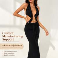 Robe longue sirène dos nu pour femme avec découpes et décorations métalliques, style bodycon, idéale pour les soirées et les fêtes - Sehe Fashion