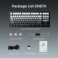 Clavier mécanique sans fil ZORNHER ZH870 Polar Day Tri-mode USB Type-C 2.4Ghz RGB 88 touches pour usage bureautique