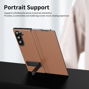Étuis de téléphone portable en cuir PU avec électroplaqué avancé pour Samsung Z Fold 8 3 4 5 6 7 avec support à bande, coque rigide antichoc - Product Image 3