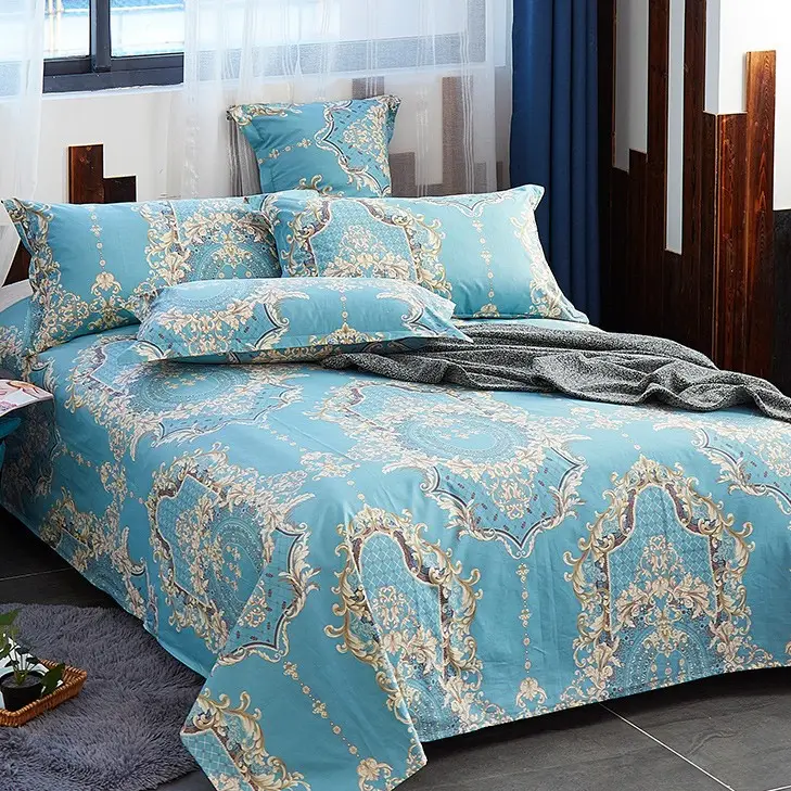 Aimaylai सस्ते कस्टम लोगो राजा पूर्ण आकार नरम फ्लैट बिस्तर चादरें होम 3Pcs Microfiber 100% पॉलिएस्टर मुद्रित Bedsheet बिस्तर सेट