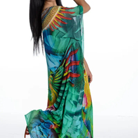 Top vente 100% coton indien Floral caftan robe à la main longue plage couverture vêtements de nuit vêtements d'été pour les mamans taille naturelle
