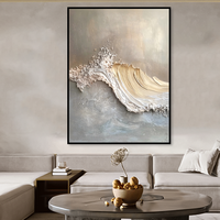 Peinture à l'huile 3D à texture ondulée peinte à la main, art mural abstrait en acrylique épais avec feuille d'or pour la décoration du salon