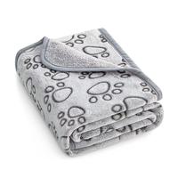 Couverture pour animaux de compagnie en gros, motif patte, en flanelle de polyester, douce, pliable, tapis de lit pour chat et chien, protection de meubles