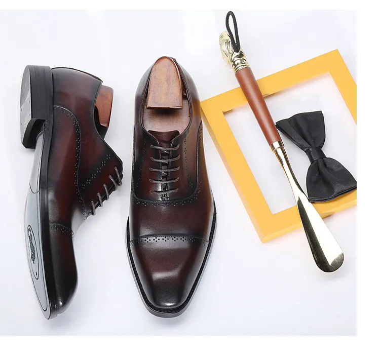 Sapatos masculinos de couro, sapatos originais, confortáveis, de vaca, luxuosos, lace up, para homens