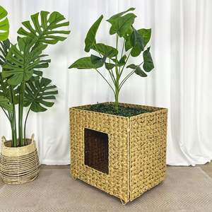 PE Cat House Hand-woven Pet Cage Bed <b>Basket</b> for Cats and <b>Small</b> Dogs Modern Fashion Square Design Carton Packaging - Product Image 2