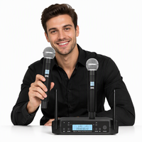 Système de microphone sans fil professionnel GLXD4 à 2 canaux avec deux micros dynamiques portatifs, écran LCD, portée de 50 m pour karaoké