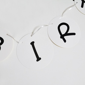 Fu Xin Neues Weißes Rundes Happy <span class=keywords><strong>Birthday</strong></span> 4-Farbig Bedrucktes Papierbanner für Baby-Party-Dekoration - Product Image 2