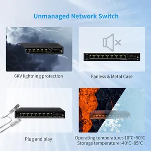 OEM 10 port 10/100/1000mbps ağ yönetilmeyen Gigabit Ethernet anahtarı ağ anahtarı VLAN RJ45 ağ Internet Splitter Hub