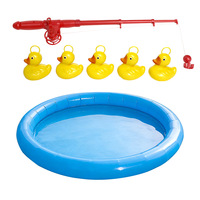 Ensemble de pêche gonflable magnétique en PVC pour enfants, pour intérieur/extérieur, avec canne à pêche, jeu aquatique parent-enfant suspendu