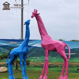 Sculpture géométrique de <span class=keywords><strong>girafe</strong></span> <span class=keywords><strong>en</strong></span> acier inoxydable TREVI, statue d'animal abstraite <span class=keywords><strong>en</strong></span> métal pour la décoration de jardin extérieur - Product Image 5