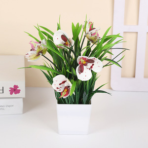 Orquídea Phalaenopsis Artificial en Maceta de 24x28 cm, Decoración de Escritorio para Interiores, Adorno para el Hogar - Product Image 4