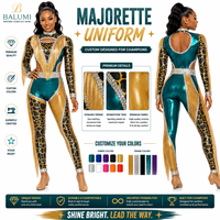 Combinaison de majorette personnalisée à manches longues avec franges en strass, imprimé animal, en spandex métallisé, costume de danse, service OEM