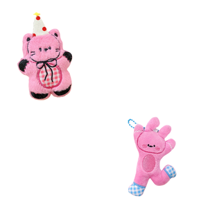 Colgantes de Peluche de Gato y Conejo Rosa para Cumpleaños, Estilo Dulce Totalmente Rosa para Venta al por Mayor de Boutique Kawaii - Product Image 1