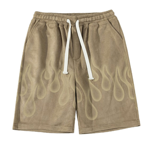 Coton 100% French Terry de haute qualité pour homme, personnalisé par le fabricant, avec cordon de serrage, tricoté, décontracté, écologique, séchage rapide, motif flamme - Product Image 1