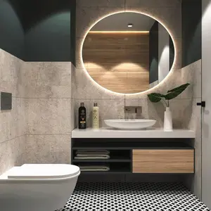 Tocador De baño De estilo europeo De lujo, mueble De madera sólida colgante para pared, color blanco