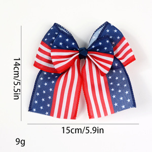 กิ๊บติดผมวันประกาศอิสรภาพอเมริกา ลายพิมพ์ทำมือ โบว์สองชั้น สำหรับเด็กผู้หญิง - Product Image 5