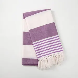 Handuk pantai 100% katun kualitas tinggi handuk mandi pantai Turki Fouta dengan rumbai dari Turki handuk tangan Hammam