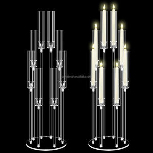 All'ingrosso alto cristallo chiaro acrilico portacandele per decorazioni natalizie centrotavola di nozze e candelabri - Product Image 4