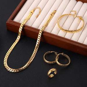 Pendientes de Aro de Acero Inoxidable con Diseño Geométrico de Trigo para Mujer, a la Moda, Impermeables, Conjunto de Joyería Femenina, Oro, Zirconia, Venta al por Mayor - Product Image 4