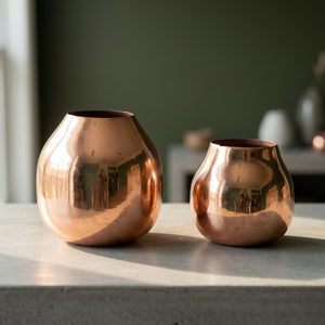 <b>Copper</b> Coated Iron <b>Vase</b> Set of 2 pcs - Product Image 4
