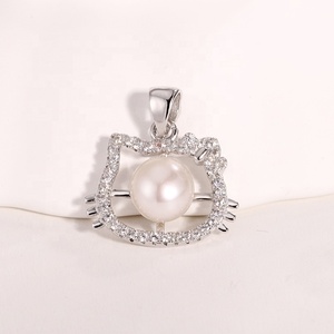 Pendentif chaton en argent 925 plaqué rhodium KAMMY pour enfants, 7,5-8 mm, hypoallergénique, mignon, tendance, pour la fabrication de bijoux - Product Image 4