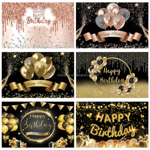 Alles Gute zum Geburtstag Hintergrund-<span class=keywords><strong>Banner</strong></span> Schwarz-Gold Foto-Hintergrund Schild Poster Ballon Glitzer Feuerwerk Geburtstags-Hintergrund - Product Image 2