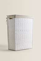 Panier de rangement pliable pour le linge en corde de papier tressée à la main avec cadre pliable, organisateur blanc ZH
