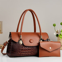 Ensemble de sacs à main pour femmes, 2 pièces, motif crocodile, grand sac fourre-tout avec petite bourse, bandoulière amovible