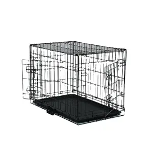 Black Two Doors Iron Puppy Cage Dog House Large