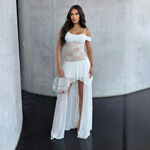 chinese dress ladies Wedtrend Women Ivory Bridal Dress Ivory A Line Round Neck Long Sleeves Boho Wedding Dress with Lace, Ivory / US6 main image 0