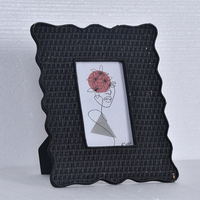 Cadre photo moderne de luxe en rotin noir pour décoration de table Cadre photo fait main avec photos en verre