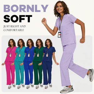 V-Neck Scrub Suit Women Split Set Moisture Wicking Hospital Uniforms - Product Image 3