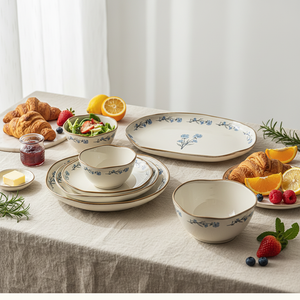 <span class=keywords><strong>Vaisselle</strong></span> de restaurant en céramique <span class=keywords><strong>artisanale</strong></span> de style européen, motif végétal, pour hôtels, compatible lave-<span class=keywords><strong>vaisselle</strong></span> et micro-ondes, résistante à la chaleur - Product Image 2