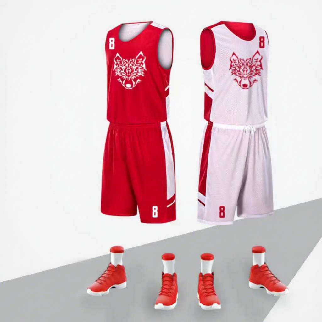 Red and white double-sided wear