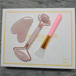 Ensemble de rouleau en Jade, outil pour le visage, avec brosse en silicone, <span class=keywords><strong>Anti</strong></span>-vieillissement pour le visage, avec boîte cadeau - Product Image 2