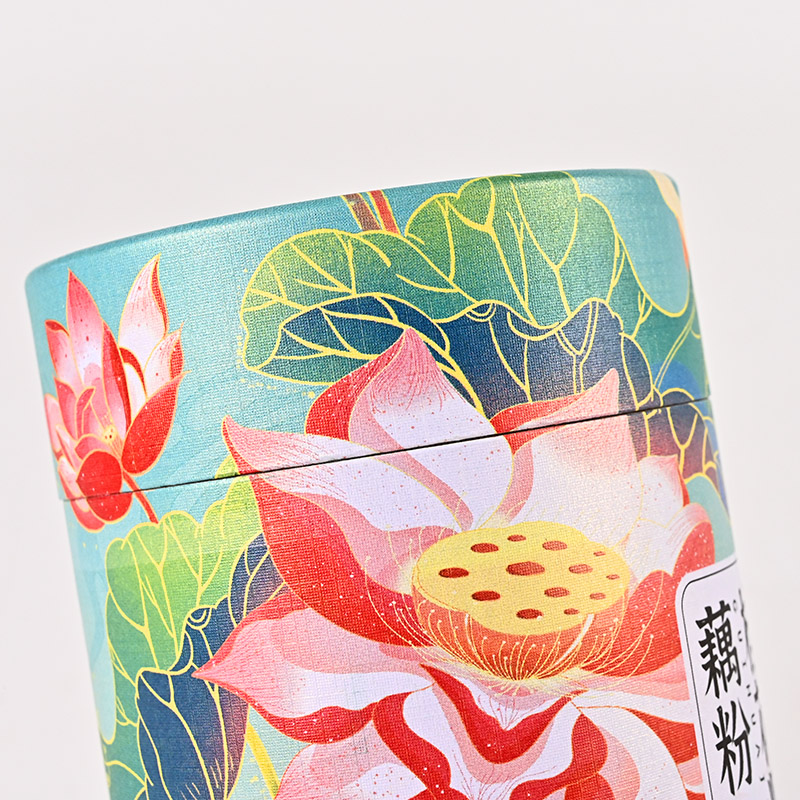 Cylinder Cardboard Tube Food Packaging With Tinplate Lid UVcoated