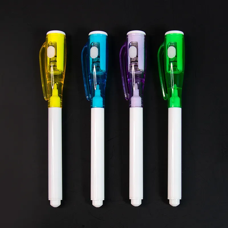 Marcador de luz UV secreto tinta invisível caneta mágica brindes promocionais gadgets de espionagem multi função iluminador invisível com luz led