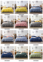 Vente en gros d'usine, ensemble de housse de couette en coton tissé 300TC 100%, personnalisable, doux, lavable, ensemble de linge de lit de luxe pour hôtel