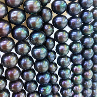 Perles de Tahiti vertes paon 100% naturelles, perles d'eau douce cultivées uniques de 9 mm et 10,5 mm pour la fabrication de bijoux en eau salée