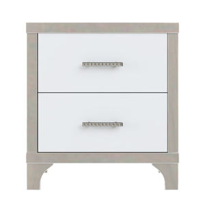 Modern Bedroom End Table Sofa Side Table Elegant High Gloss White <strong>Nightstand</strong> <strong>Mirrored</strong> 2 Drawer Bedside Table - Product Image 6