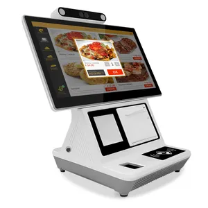 automatic desktop android self service QR NFC payment terminal restaurant cashless Cash Register pos casher machine with printer