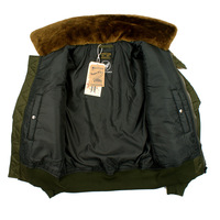 Blouson d'hiver pour homme avec col en fourrure de laine amovible, blouson aviateur vintage rembourré et chaud, vert olive