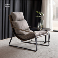Chaise longue moderne en acier et cuir, extensible, inclinable, pliable, pivotante, pour salle à manger/salon, fauteuil de salon, meubles de salon