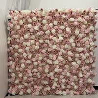 Dinding Bunga Buatan Multiwarna Cerah, Latar Belakang Dinding Bunga Campuran Mawar Anggrek Ungu Kuning Oranye Pink Terang untuk Pernikahan