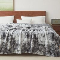 Plaid de luxe en fausse fourrure écologique, ultra doux et épais, motif célébrités, gris clair, utilisable quatre saisons, lavable en machine