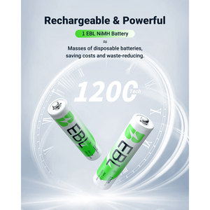 แบตเตอรี่ AAA แบบชาร์จได้ EBL พร้อมที่ชาร์จ 1100mAh NiMH 1.2V ชาร์จได้มากถึง 1200 ครั้ง แบตเตอรี่รีโมทแบบชาร์จได้ 2500mAh - Product Image 4