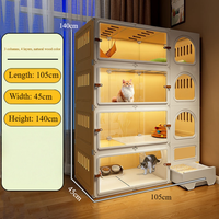 Cages et maisons pour animaux de compagnie Maison pour chat grande taille à quatre étages 105x45x140cm Jaune avec bac à litière intégré et grand espace intérieur ouvert